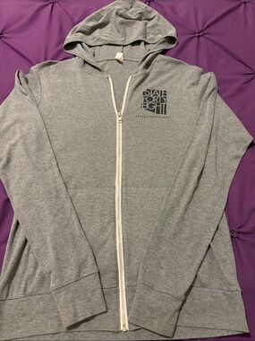 State 48 Women's Gray Full-Zip Hoodie with Hood size Large